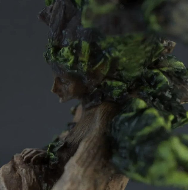 Forest Goddess Sculpture — Hand-Painted Tree Spirit & Bird Garden Statue