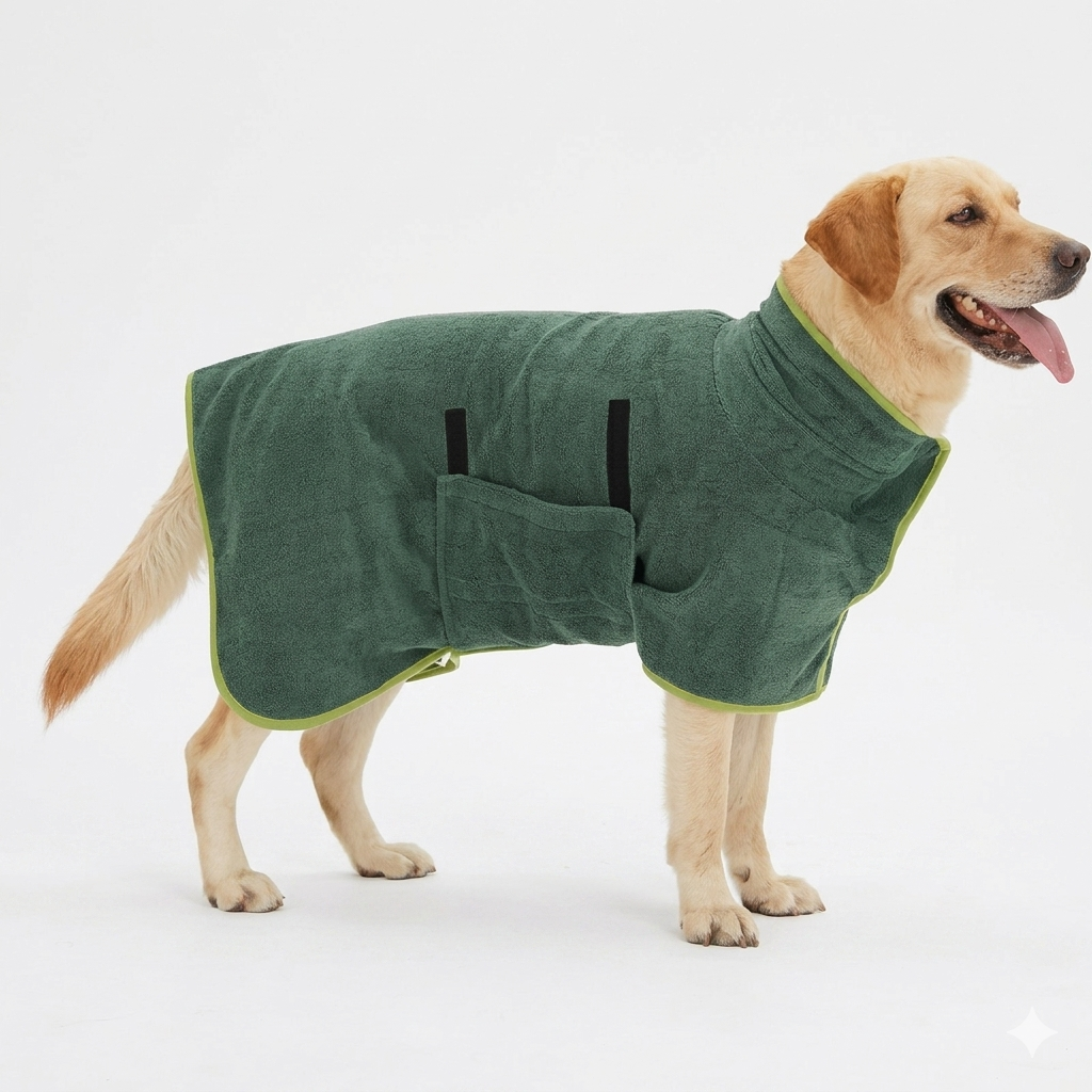 Quick-Dry Dog Bathrobe — Super-Absorbent Microfiber Drying Towel Robe