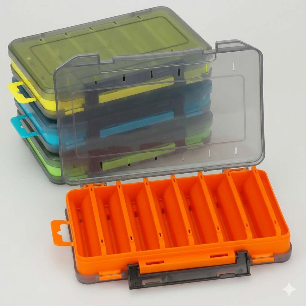 Double-Sided Fishing Tackle Box — 14-Compartment Waterproof Lure Organizer