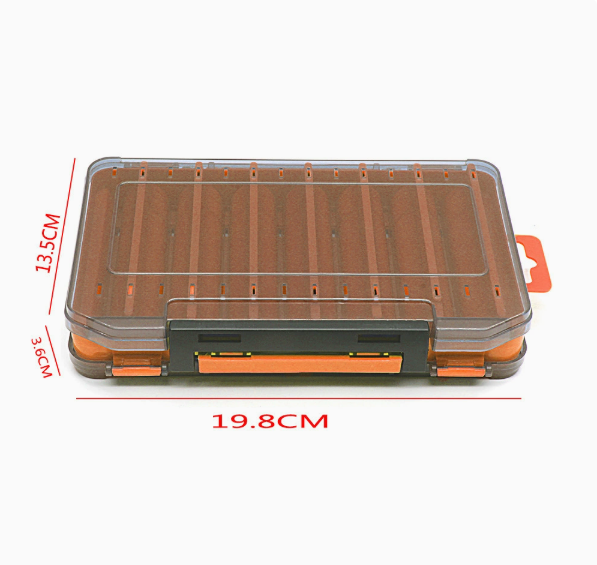 Double-Sided Fishing Tackle Box — 14-Compartment Waterproof Lure Organizer