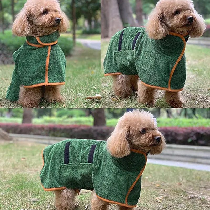 Quick-Dry Dog Bathrobe — Super-Absorbent Microfiber Drying Towel Robe