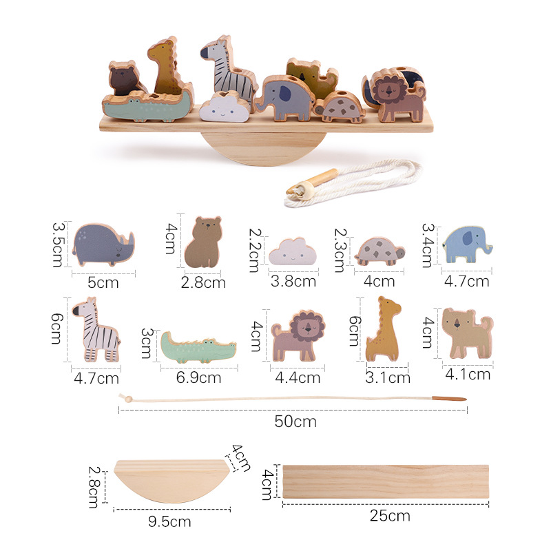 Montessori Wooden Animal Stacking Toy — Balance Blocks for Toddlers 1-3