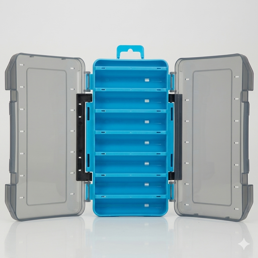 Double-Sided Fishing Tackle Box — 14-Compartment Waterproof Lure Organizer